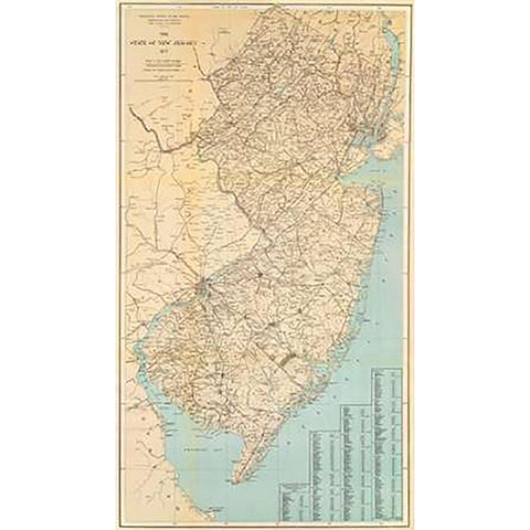 The State of New Jersey, 1878 Black Modern Wood Framed Art Print by Geological Survey of New Jersey