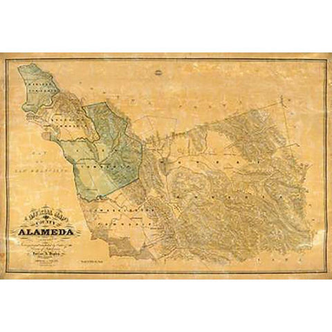 The County of Alameda California, 1857 Black Modern Wood Framed Art Print with Double Matting by Higley, Horace