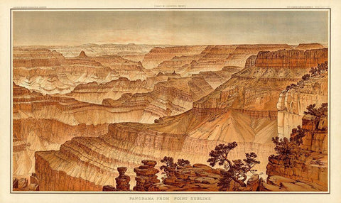 Grand Canyon - Panorama from Point Sublime  Black Ornate Wood Framed Art Print with Double Matting by Holmes, William Henry