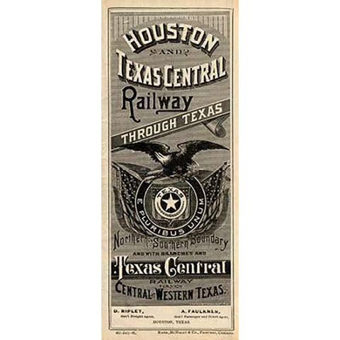 Cover: Houston and Texas Central Railway through Texas, 1885 White Modern Wood Framed Art Print by Houston and Texas Central Railway