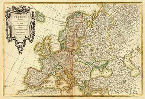 LEurope, 1782 Black Ornate Wood Framed Art Print with Double Matting by Janvier, Jean