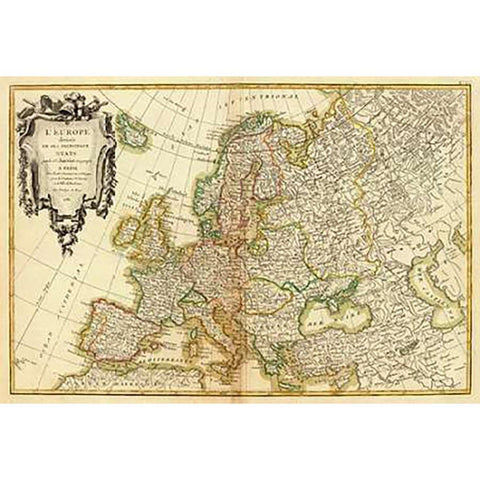 LEurope, 1782 Black Modern Wood Framed Art Print by Janvier, Jean