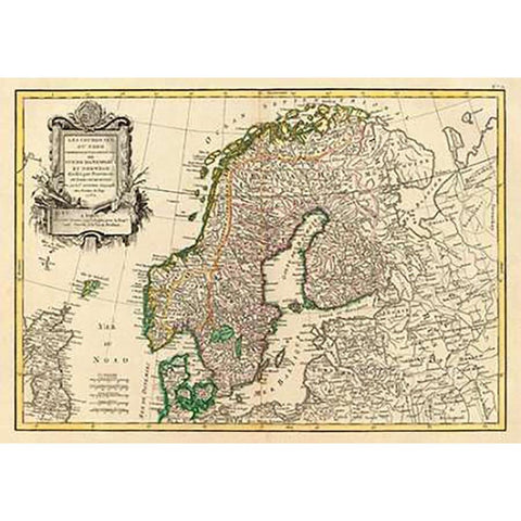 Suede, Danemarck et Norwege, 1762 White Modern Wood Framed Art Print by Janvier, Jean