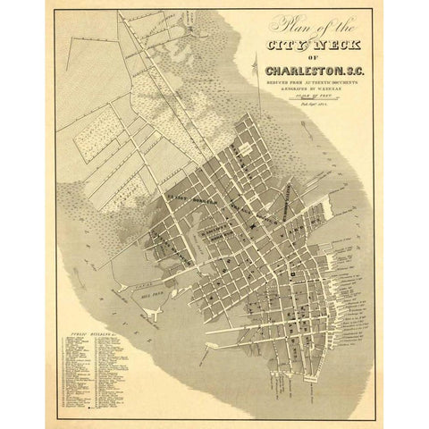 Charleston, South Carolina, 1844 Gold Ornate Wood Framed Art Print with Double Matting by Keenan, William