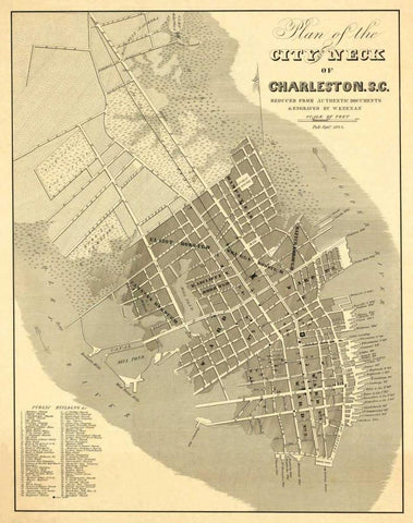 Charleston, South Carolina, 1844 Black Ornate Wood Framed Art Print with Double Matting by Keenan, William