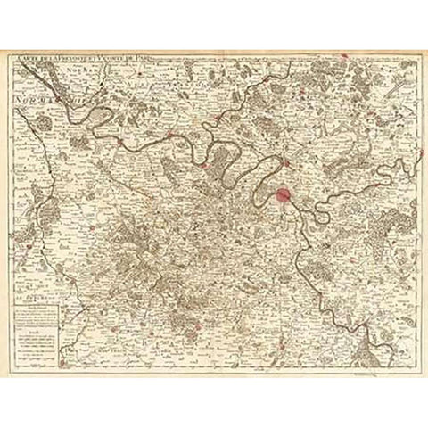 Paris, France, 1711 Gold Ornate Wood Framed Art Print with Double Matting by De Lisle, Guillaume
