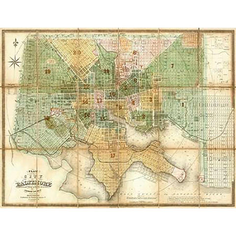 Baltimore, Maryland, 1852 White Modern Wood Framed Art Print by Lucas, Fielding