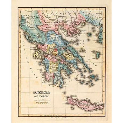 Graecia Antiqua, 1823 Black Modern Wood Framed Art Print with Double Matting by Lucas, Fielding