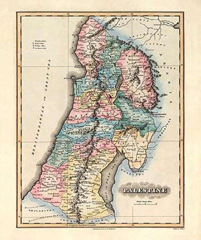 Palestine, 1823 Black Ornate Wood Framed Art Print with Double Matting by Lucas, Fielding