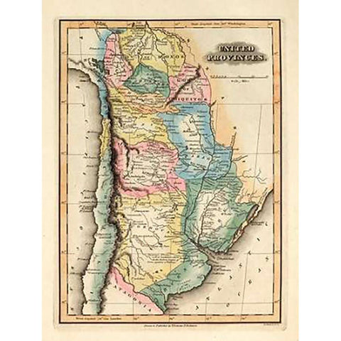 United Provinces, 1823 Black Modern Wood Framed Art Print with Double Matting by Lucas, Fielding