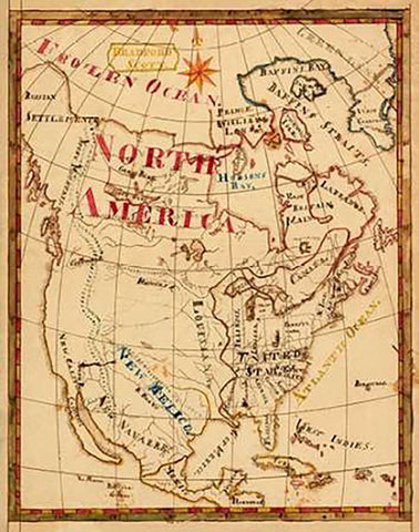 North America, 1816 White Modern Wood Framed Art Print with Double Matting by Scott, Bradford