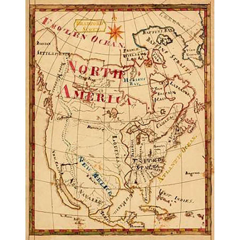 North America, 1816 White Modern Wood Framed Art Print by Scott, Bradford