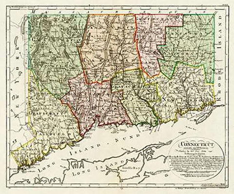 Connecticut, 1796 Black Ornate Wood Framed Art Print with Double Matting by Sotzmann, Daniel Friedrich