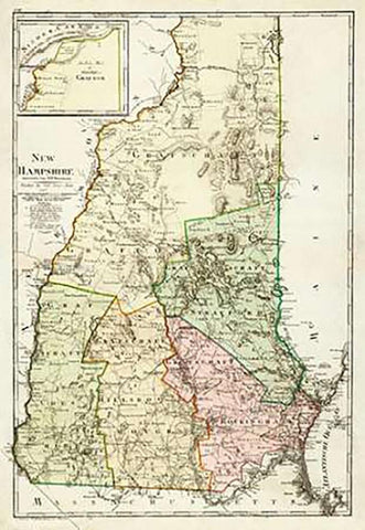 New Hampshire, 1796 White Modern Wood Framed Art Print with Double Matting by Sotzmann, Daniel Friedrich