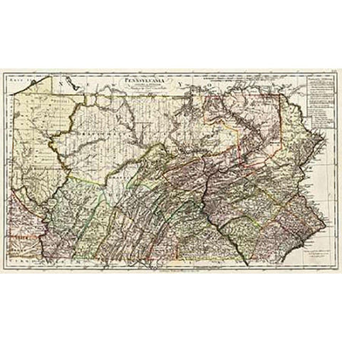 Pennsylvania, 1797 Black Modern Wood Framed Art Print with Double Matting by Sotzmann, Daniel Friedrich