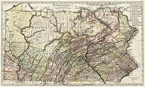 Pennsylvania, 1797 White Modern Wood Framed Art Print with Double Matting by Sotzmann, Daniel Friedrich