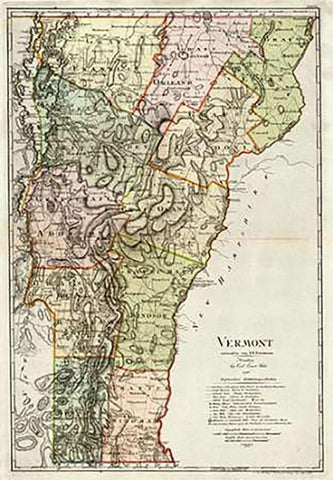 Vermont, 1797 White Modern Wood Framed Art Print with Double Matting by Sotzmann, Daniel Friedrich