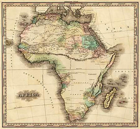 Africa, 1823 White Modern Wood Framed Art Print with Double Matting by Tanner, Henry