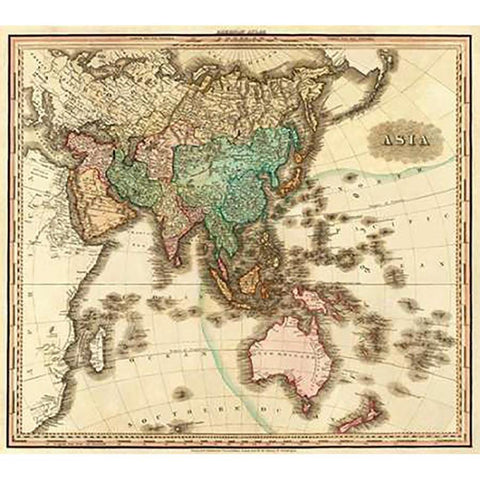 Asia, 1823 Black Modern Wood Framed Art Print by Tanner, Henry