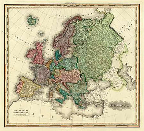 Europe, 1823 White Modern Wood Framed Art Print with Double Matting by Tanner, Henry