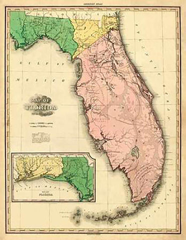Florida, 1823 Black Ornate Wood Framed Art Print with Double Matting by Tanner, Henry