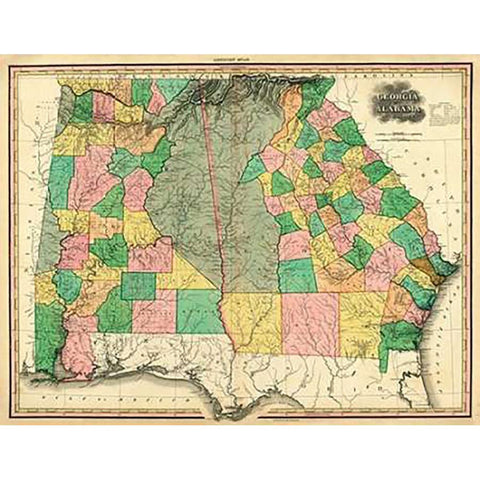 Georgia and Alabama, 1823 White Modern Wood Framed Art Print by Tanner, Henry