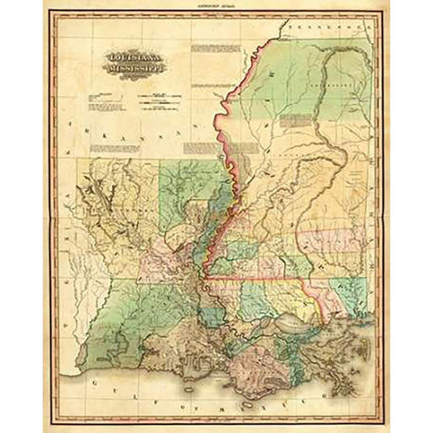 Louisiana and Mississippi, 1823 Black Modern Wood Framed Art Print with Double Matting by Tanner, Henry