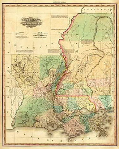 Louisiana and Mississippi, 1823 White Modern Wood Framed Art Print with Double Matting by Tanner, Henry