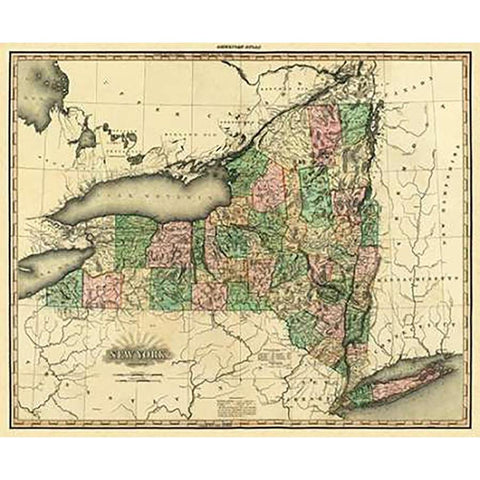 New York, 1823 Black Modern Wood Framed Art Print with Double Matting by Tanner, Henry