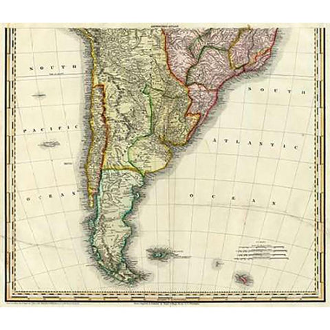 South America and West Indies, 1823 Gold Ornate Wood Framed Art Print with Double Matting by Tanner, Henry