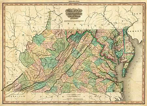 Virginia, Maryland and Delaware, 1823 Black Ornate Wood Framed Art Print with Double Matting by Tanner, Henry