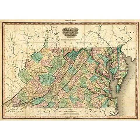 Virginia, Maryland and Delaware, 1823 White Modern Wood Framed Art Print by Tanner, Henry