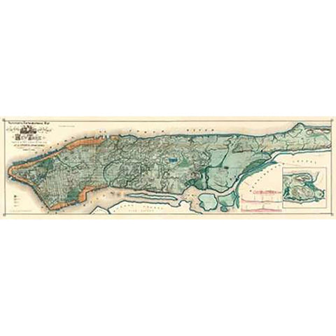 Sanitary and Topographical Map of the City and Island of New York, 1865 White Modern Wood Framed Art Print by Viele, Egbert