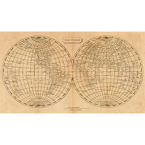 The World, 1812 Gold Ornate Wood Framed Art Print with Double Matting by Arrowsmith, Aaron