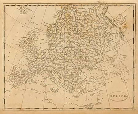 Europe, 1812 Black Ornate Wood Framed Art Print with Double Matting by Arrowsmith, Aaron