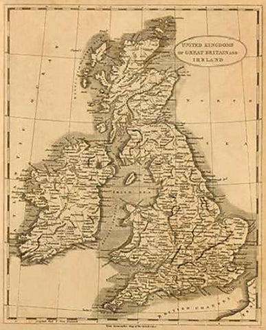 United Kingdoms, 1812 Black Ornate Wood Framed Art Print with Double Matting by Arrowsmith, Aaron