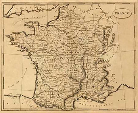 France, 1812 White Modern Wood Framed Art Print with Double Matting by Arrowsmith, Aaron