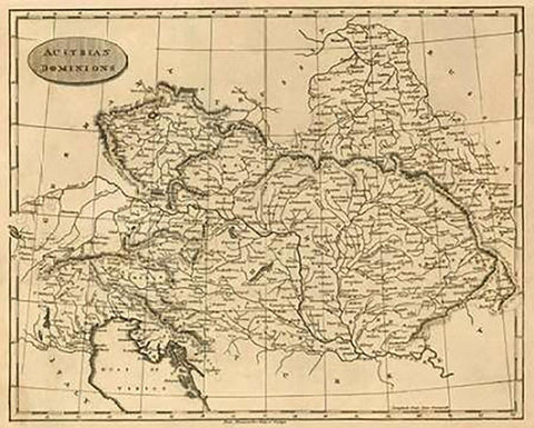 Austrian Dominions, 1812 Black Ornate Wood Framed Art Print with Double Matting by Arrowsmith, Aaron
