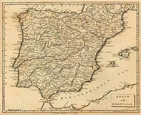 Spain, Portugal, 1812 Black Ornate Wood Framed Art Print with Double Matting by Arrowsmith, Aaron