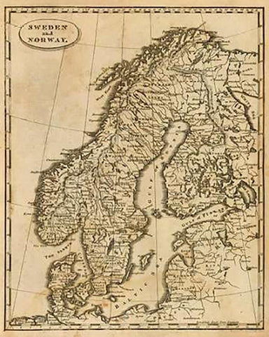 Sweden, Norway, 1812 Black Ornate Wood Framed Art Print with Double Matting by Arrowsmith, Aaron