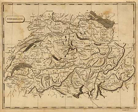 Switzerland, 1812 Black Ornate Wood Framed Art Print with Double Matting by Arrowsmith, Aaron