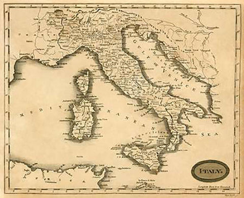 Italy, 1812 Black Ornate Wood Framed Art Print with Double Matting by Arrowsmith, Aaron