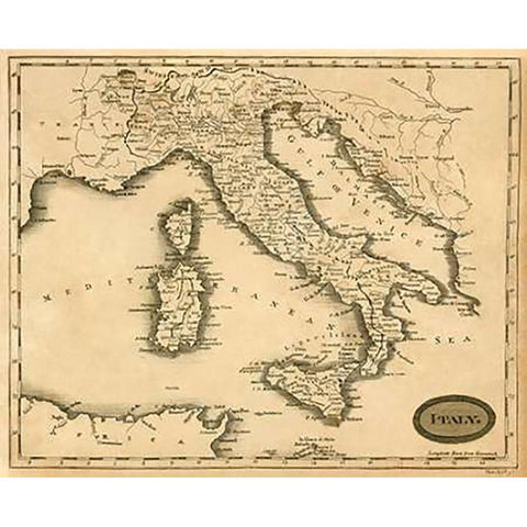 Italy, 1812 Black Modern Wood Framed Art Print by Arrowsmith, Aaron