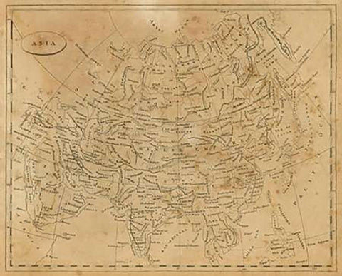 Asia, 1812 Black Ornate Wood Framed Art Print with Double Matting by Arrowsmith, Aaron