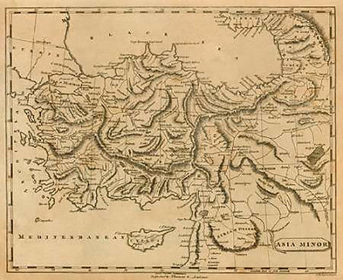 Asia Minor, 1812 Black Ornate Wood Framed Art Print with Double Matting by Arrowsmith, Aaron