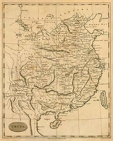 China, 1812 White Modern Wood Framed Art Print with Double Matting by Arrowsmith, Aaron