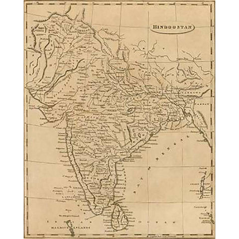 Hindoostan, 1812 White Modern Wood Framed Art Print by Arrowsmith, Aaron