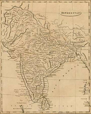 Hindoostan, 1812 White Modern Wood Framed Art Print with Double Matting by Arrowsmith, Aaron
