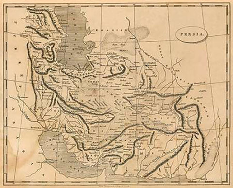 Persia, 1812 Black Ornate Wood Framed Art Print with Double Matting by Arrowsmith, Aaron