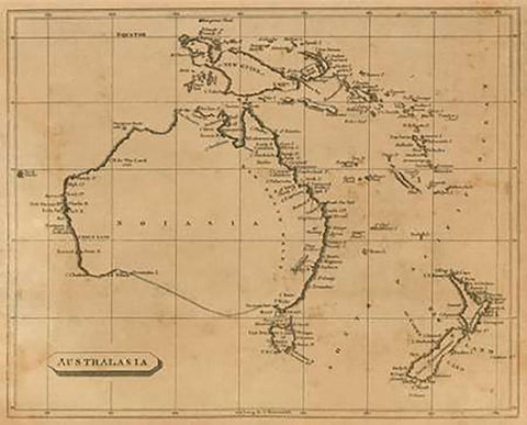 Australasia, 1812 White Modern Wood Framed Art Print with Double Matting by Arrowsmith, Aaron